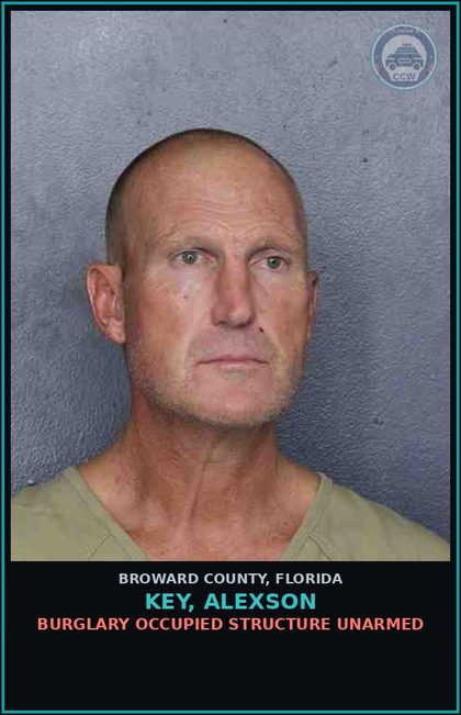 CCW arrest card for KEY, ALEXSON in Broward County: CAPIAS - FEL