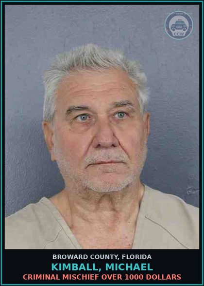CCW arrest card for KIMBALL, MICHAEL in Broward County: CRIMINAL MISCHIEF OVER 1000 DOLLARS