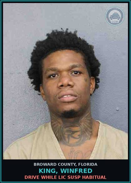 CCW arrest card for KING, WINFRED in Broward County: DRIVE WHILE LIC SUSP HABITUAL