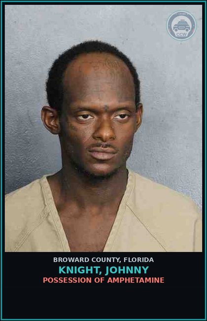 CCW arrest card for KNIGHT, JOHNNY in Broward County: POSSESSION OF AMPHETAMINE