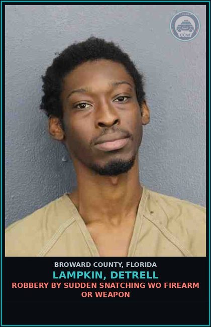 CCW arrest card for LAMPKIN, DETRELL in Broward County: CRIMINAL MISCHIEF OVER 1000 DOLLARS