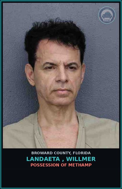 CCW arrest card for LANDAETA , WILLMER in Broward County: POSSESSION OF Methamp