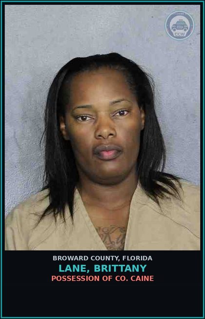 CCW arrest card for LANE, BRITTANY in Broward County: POSSESSION OF COCAINE
