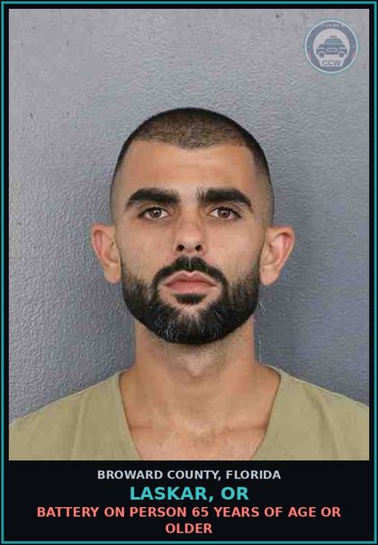 CCW arrest card for LASKAR, OR in Broward County: BATTERY ON PERSON 65 YEARS OF AGE OR OLDER