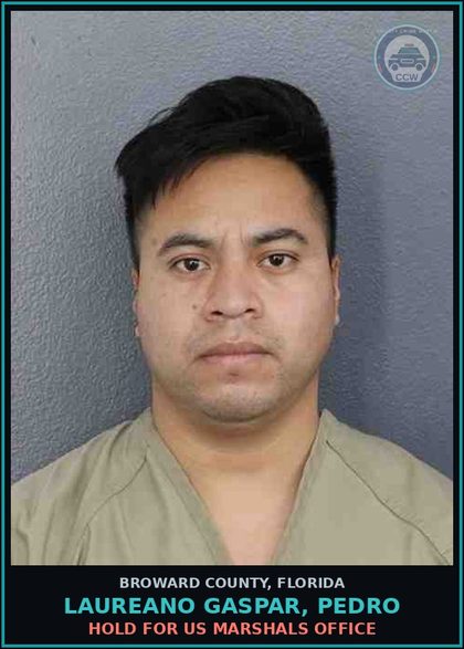 CCW arrest card for LAUREANO GASPAR, PEDRO in Broward County: HOLD FOR US MARSHALS OFFICE