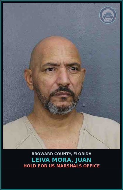 CCW arrest card for LEIVA MORA, JUAN in Broward County: HOLD FOR US MARSHALS OFFICE