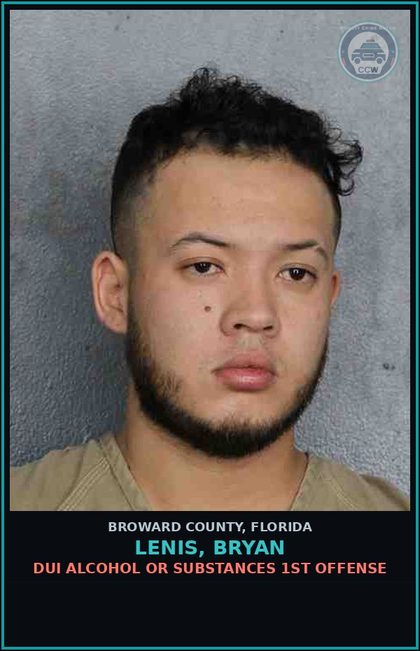 CCW arrest card for LENIS, BRYAN in Broward County: DUI ALCOHOL OR DRUGS  1ST OFFENSE