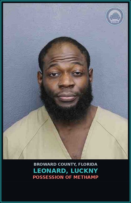 CCW arrest card for LEONARD, LUCKNY in Broward County: POSSESSION OF Methamp
