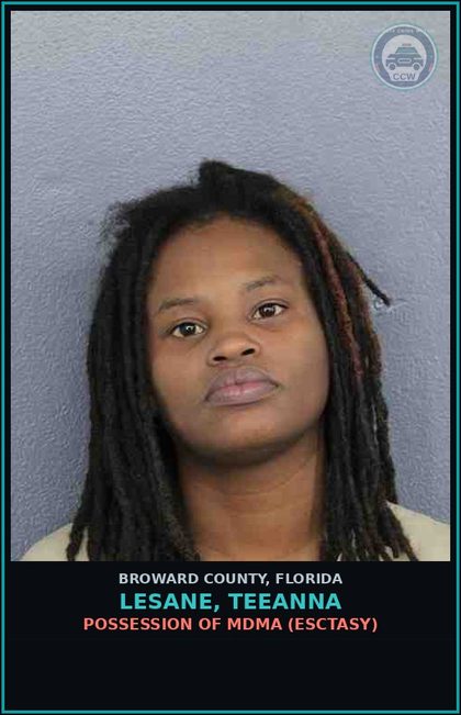 CCW arrest card for LESANE, TEEANNA in Broward County: POSSESSION OF MDMA (ESCTASY)