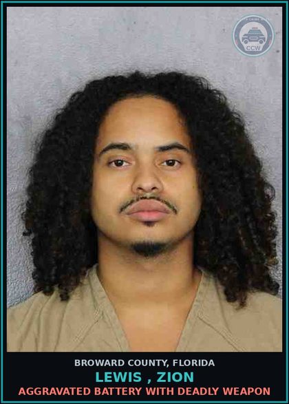 CCW arrest card for LEWIS , ZION in Broward County: AGGRAVATED BATTERY WITH DEADLY WEAPON