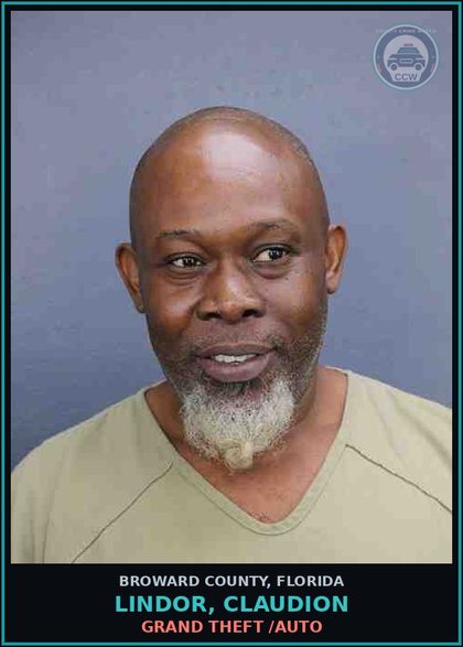 CCW arrest card for LINDOR, CLAUDION in Broward County: GRAND THEFT /AUTO