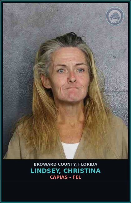CCW arrest card for LINDSEY, CHRISTINA in Broward County: CAPIAS - FEL