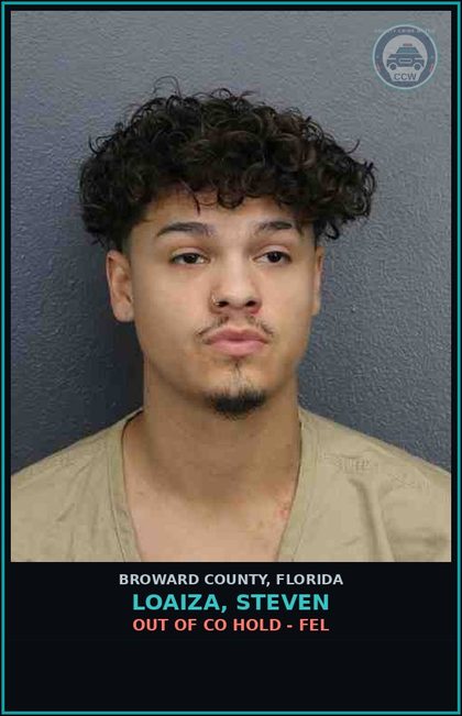 CCW arrest card for LOAIZA, STEVEN in Broward County: OUT OF CO HOLD - FEL