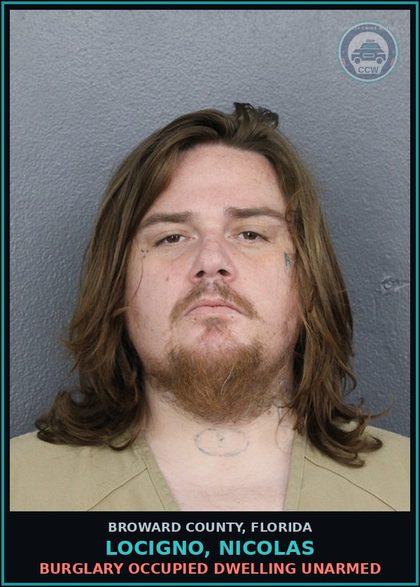 CCW arrest card for LOCIGNO, NICOLAS in Broward County: BURGLARY OCCUPIED DWELLING UNARMED