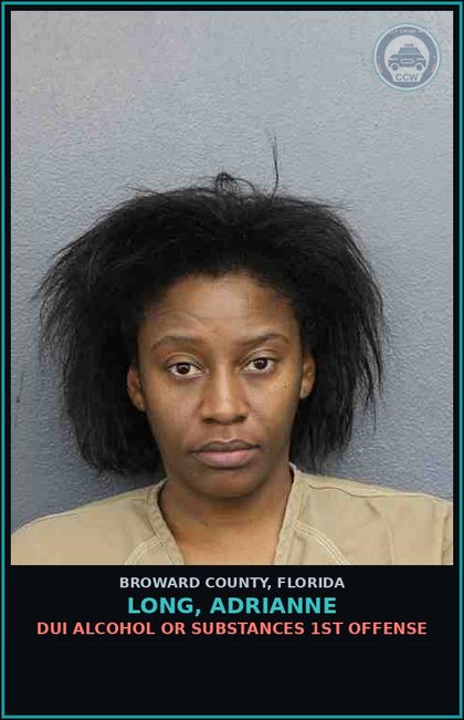 CCW arrest card for LONG, ADRIANNE in Broward County: DUI ALCOHOL OR DRUGS  1ST OFFENSE