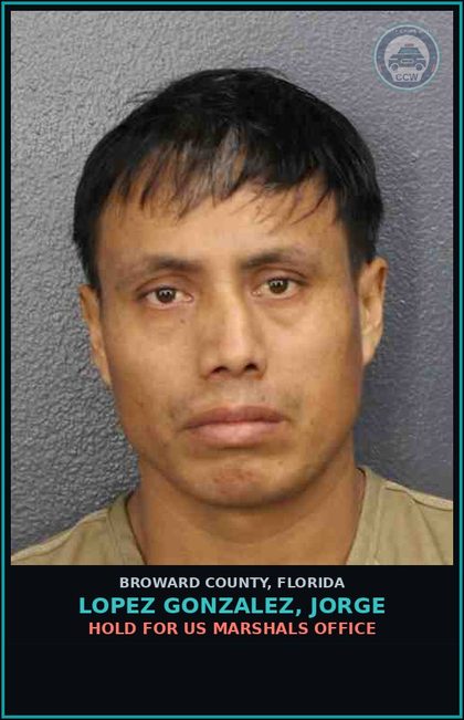 CCW arrest card for LOPEZ GONZALEZ, JORGE in Broward County: HOLD FOR US MARSHALS OFFICE