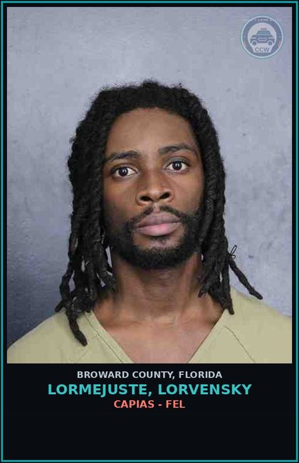 CCW arrest card for LORMEJUSTE, LORVENSKY in Broward County: CAPIAS - FEL