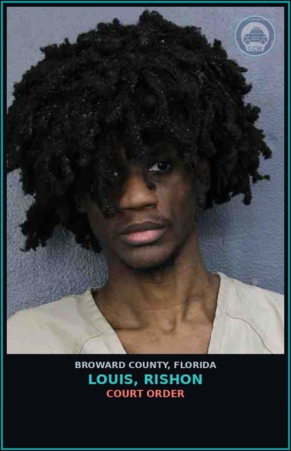 CCW arrest card for LOUIS, RISHON in Broward County: COURT ORDER