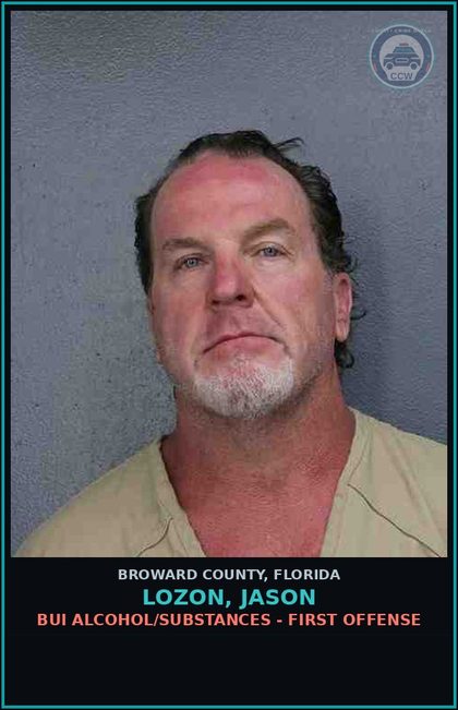 CCW arrest card for LOZON, JASON in Broward County: BUI ALCOHOL/DRUGS - FIRST OFFENSE