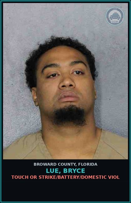 CCW arrest card for LUE, BRYCE in Broward County: TOUCH OR STRIKE/BATTERY/DOMESTIC VIOL
