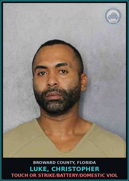 CCW arrest card for LUKE, CHRISTOPHER in Broward County: TOUCH OR STRIKE/BATTERY/DOMESTIC VIOL