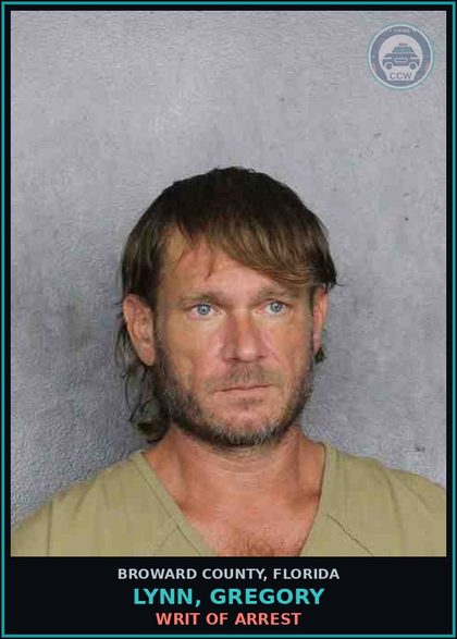 CCW arrest card for LYNN, GREGORY in Broward County: WRIT OF ARREST