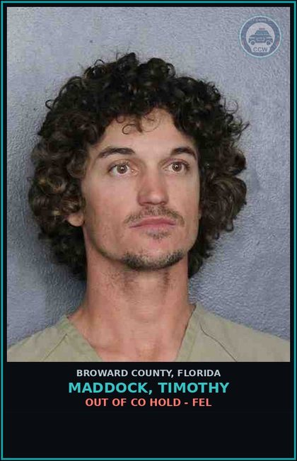 CCW arrest card for MADDOCK, TIMOTHY in Broward County: OUT OF CO HOLD - FEL