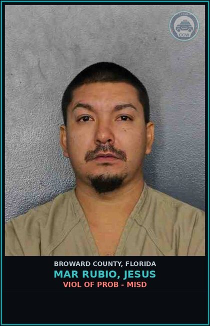 CCW arrest card for MAR RUBIO, JESUS in Broward County: VIOL OF PROB - MISD