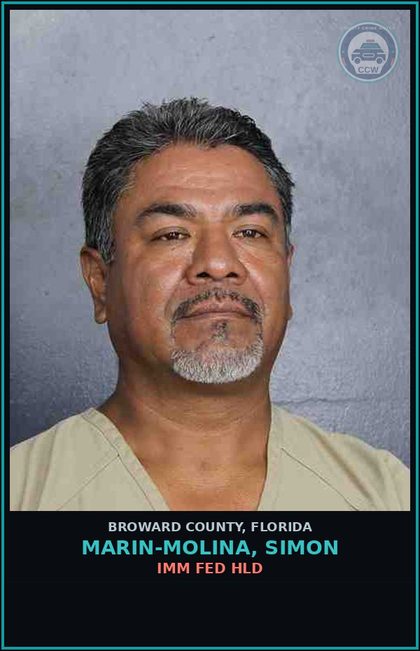 CCW arrest card for MARIN-MOLINA, SIMON in Broward County: IMM FED HLD