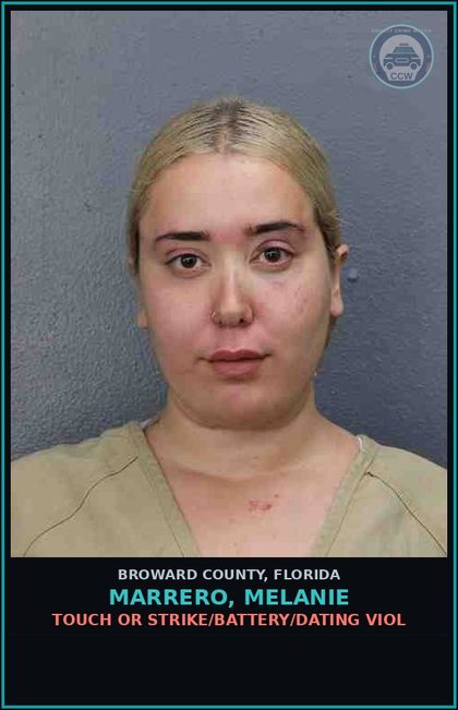 CCW arrest card for MARRERO, MELANIE in Broward County: TOUCH OR STRIKE/BATTERY/DATING VIOL