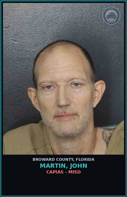 CCW arrest card for MARTIN, JOHN in Broward County: CAPIAS - MISD