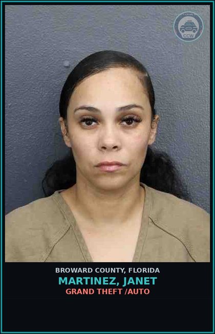 CCW arrest card for MARTINEZ, JANET in Broward County: GRAND THEFT /AUTO