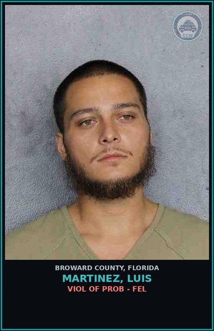 CCW arrest card for MARTINEZ, LUIS in Broward County: VIOL OF PROB - FEL