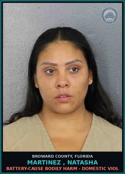 CCW arrest card for MARTINEZ , NATASHA in Broward County: BATTERY-CAUSE BODILY HARM - DOMESTIC VIOL