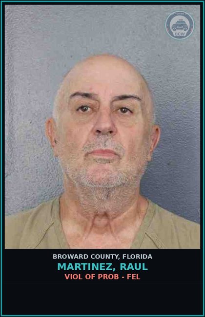CCW arrest card for MARTINEZ, RAUL in Broward County: VIOL OF PROB - FEL