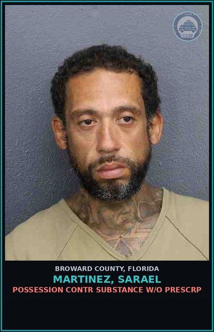 CCW arrest card for MARTINEZ, SARAEL in Broward County: POSSESSION contr substance W/O PRESCRIPTION