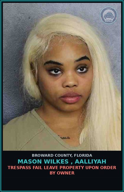 CCW arrest card for MASON WILKES , AALLIYAH in Broward County: CAPIAS - MISD