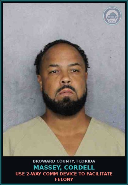 CCW arrest card for MASSEY, CORDELL in Broward County: DISTRIBUT/DELIVER PVP
