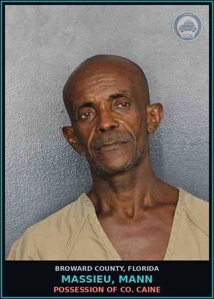 CCW arrest card for MASSIEU, MANN in Broward County: DRIVE WHILE LIC SUSP THIRD OR SUBSQ OFFENSE