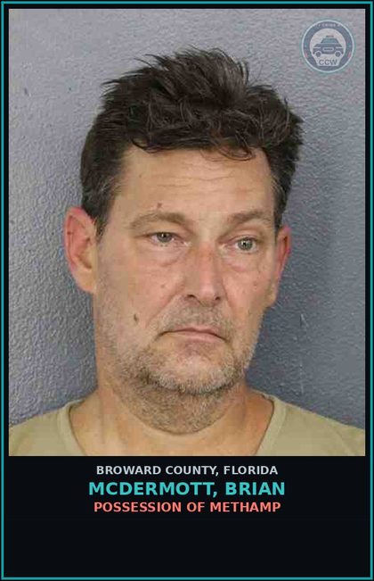 CCW arrest card for MCDERMOTT, BRIAN in Broward County: POSSESSION OF Methamp