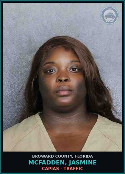 CCW arrest card for MCFADDEN, JASMINE in Broward County: CAPIAS - TRAFFIC
