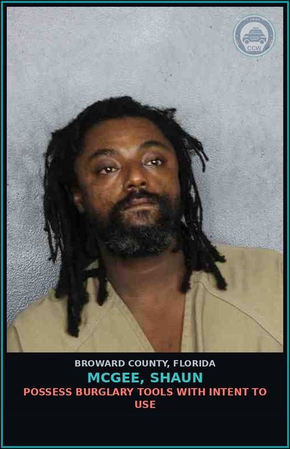 CCW arrest card for MCGEE, SHAUN in Broward County: LOITERING OR PROWLING
