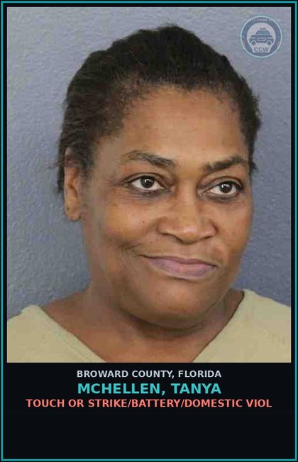 CCW arrest card for MCHELLEN, TANYA in Broward County: TOUCH OR STRIKE/BATTERY/DOMESTIC VIOL