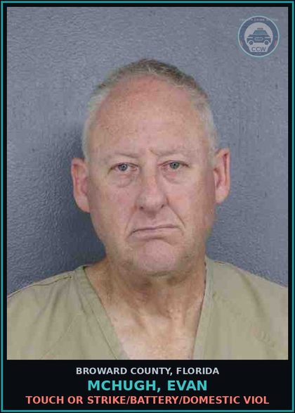 CCW arrest card for MCHUGH, EVAN in Broward County: TOUCH OR STRIKE/BATTERY/DOMESTIC VIOL
