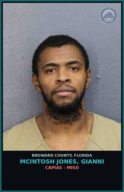 CCW arrest card for MCINTOSH JONES, GIANNI in Broward County: CAPIAS - MISD
