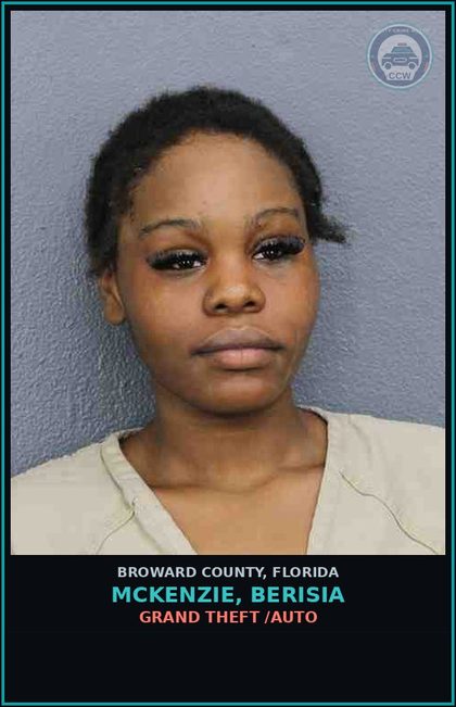 CCW arrest card for MCKENZIE, BERISIA in Broward County: GRAND THEFT /AUTO