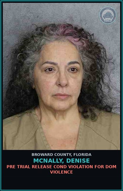 CCW arrest card for MCNALLY, DENISE in Broward County: PRE TRIAL RELEASE COND VIOLATION  FOR DOM VIOLENCE