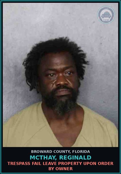 CCW arrest card for MCTHAY, REGINALD in Broward County: DRUG PARAPHERNALIA-POSSESS AND OR USE