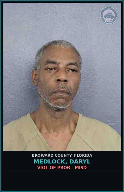 CCW arrest card for MEDLOCK, DARYL in Broward County: VIOL OF PROB - MISD