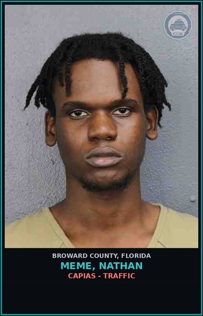 CCW arrest card for MEME, NATHAN in Broward County: CAPIAS - TRAFFIC